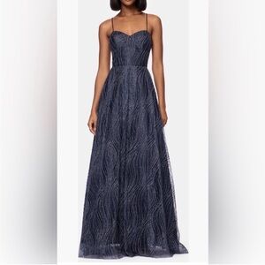 GUC worn once Navy blue and silver sparkle prom dress